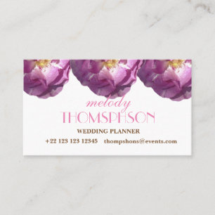 Wedding Planner, Pink Rose Elegant Business Cards
