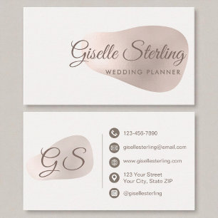 Wedding Planner Rose Gold Foil Blush Abstract Business Card