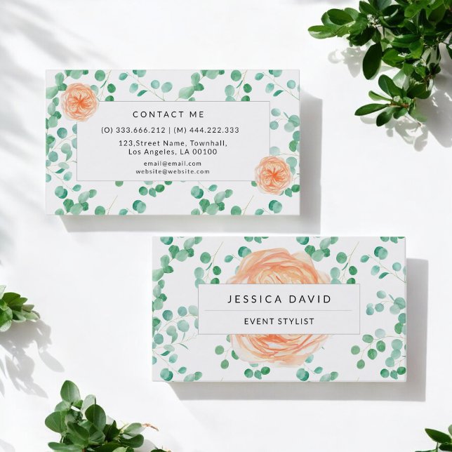 Wedding Planner Spa Salon Green White Business Card (Creator Uploaded)