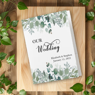 Wedding Planning Information Foliage Leaves Pocket Folder