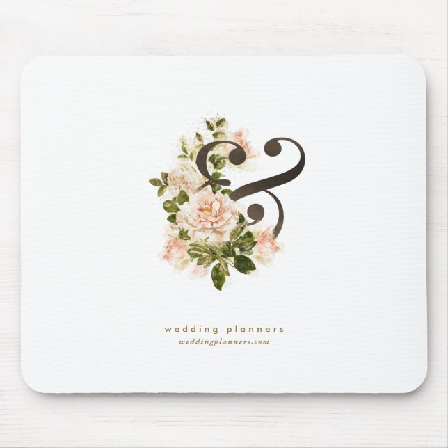 Wedding Planning Romantic Peach Rose Ampersand Mouse Mat (Front)