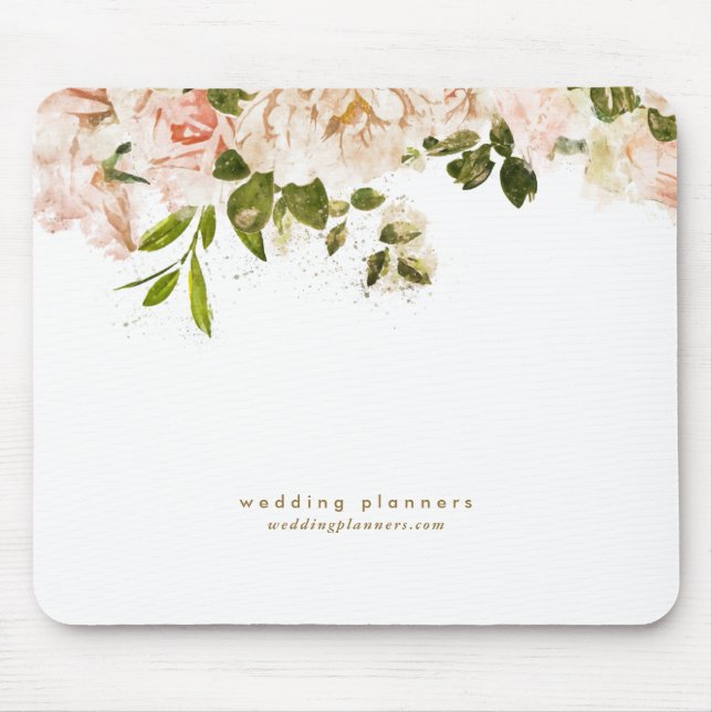 Wedding Planning Romantic Peach Rose Flowers Mouse Mat (Front)