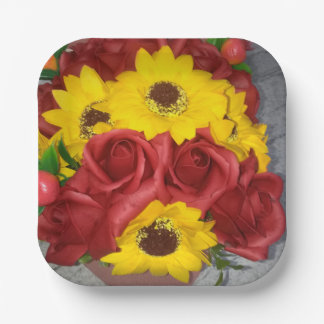 Wedding Plate with Sunflower and Roses Photo