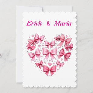 Wedding plus Valentine´s bows pink Invitation
