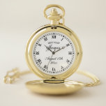 Wedding pocket watch gift for best man & groomsmen<br><div class="desc">Personalised vintage hunter pocket watch gift for wedding groom, best man and groomsmen. Elegant roman numeral replica of aged antique pocket watch. Create your own unique retro pocket watch in gold or silver. Classy time piece with chain, roman numerals, name, date and custom background colour. Beautiful keepsake gift idea for...</div>