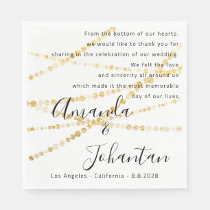 Wedding Poem Thank Floral Gold White Name Date Napkin