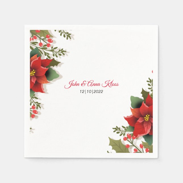 Wedding Poinsettia   Napkins (Front)