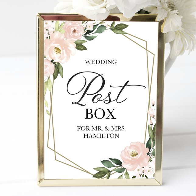 Wedding Post Box Sign - Blush Floral Geometric (Creator Uploaded)