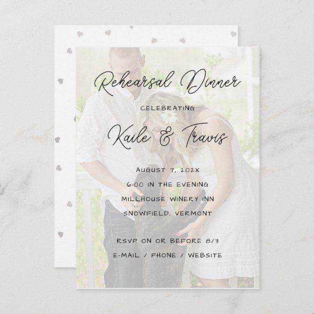 Wedding Postcard Rehearsal Dinner Photo Invitation (Front/Back)
