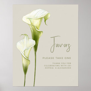 Wedding Poster Favors "Delicate calla lilies".
