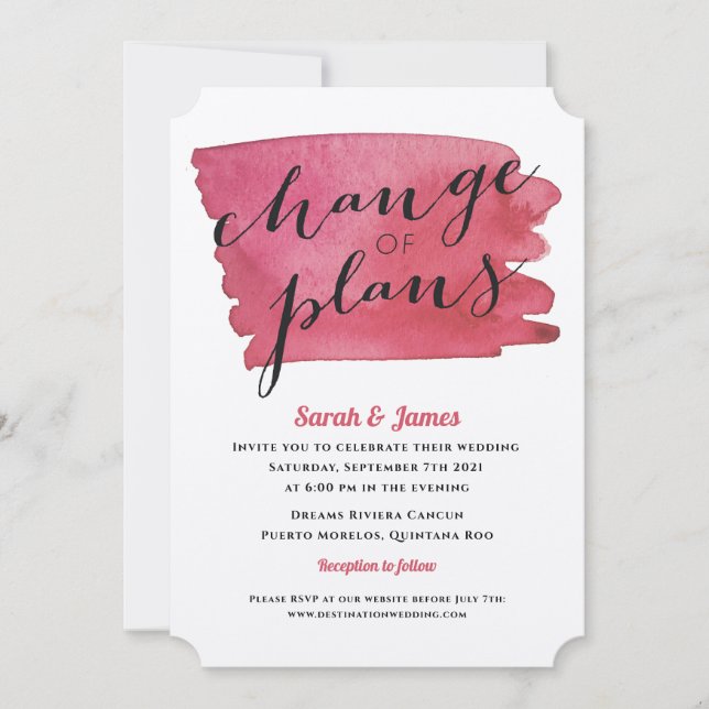 Wedding Postponed Change Plans Invitation (Front)