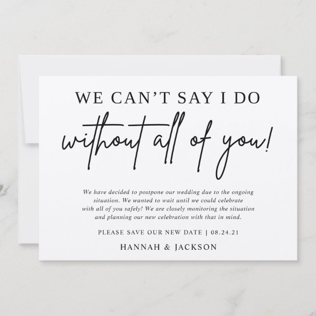 Wedding Postponement Announcement Save New Date (Front)