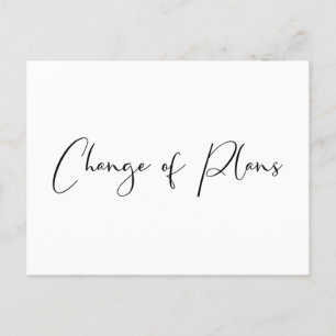 Wedding Postponement Change of Plans Black White Announcement Postcard