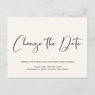 Wedding Postponement Change the Date Light Cream Announcement Postcard
