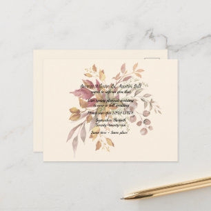Wedding Postponement Fall Colours Announcement Postcard