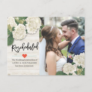 Wedding Postponement Rescheduled Hydrangeas Photo Announcement Postcard