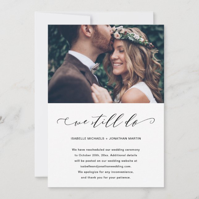 Wedding Postponement We Still Do Photo Announcement (Front)