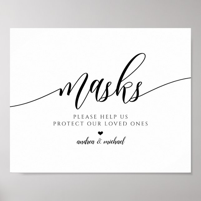 Wedding PPE Masks Social Distancing Sign (Front)