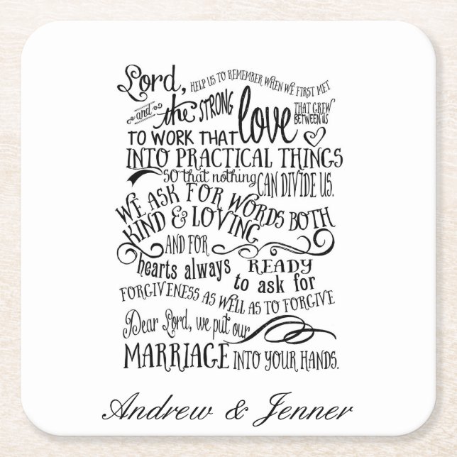 Wedding prayer personalised Favor wedding coaster (Front)