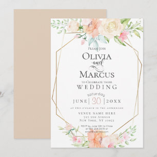 WEDDING Pretty Watercolor Spring Blossoms Invitation