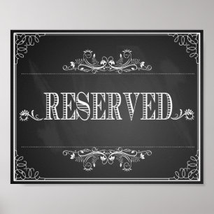 Wedding print chalkboard "Reserved" table vintage