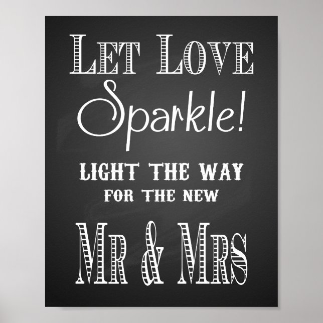 Wedding print "Let Love sparkle vintage chalkboard (Front)