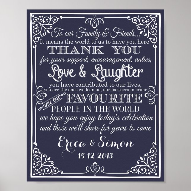 Wedding print "Thank You" vintage chalkboard (Front)