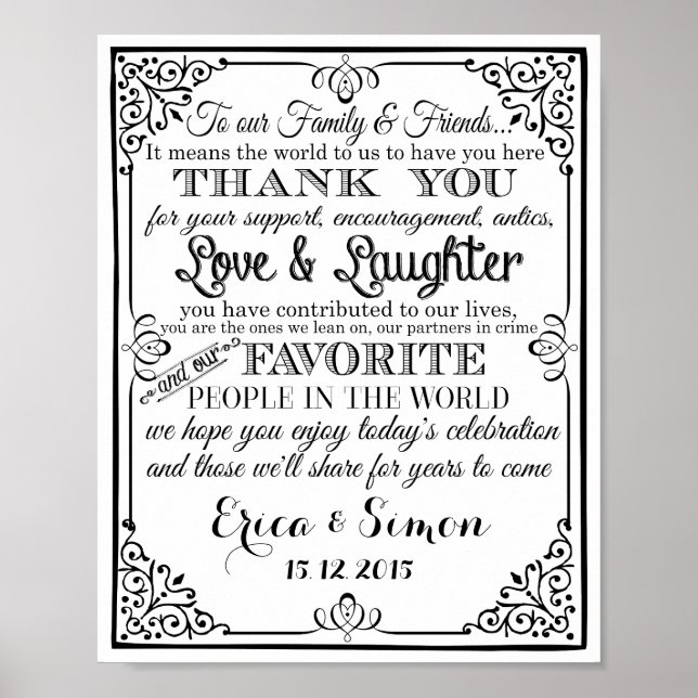 Wedding print "Thank You" vintage chalkboard (Front)