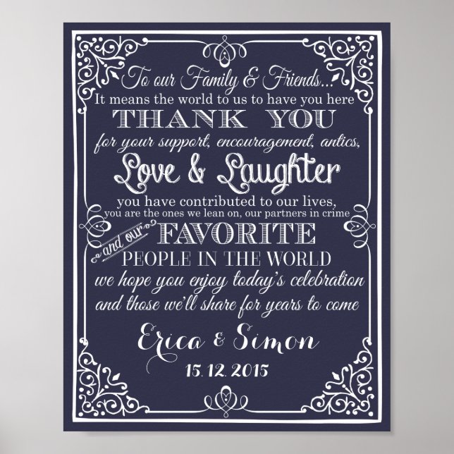 Wedding print "Thank You" vintage chalkboard (Front)