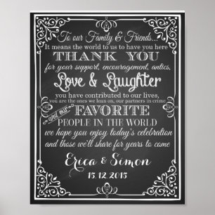 Wedding print "Thank You" vintage chalkboard