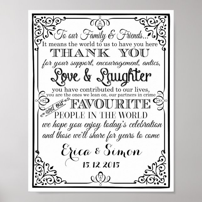 Wedding print "Thank You" vintage chalkboard (Front)
