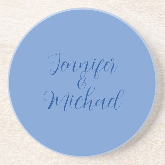 Wedding Professional Classical Blue Calligraphy Coaster (Front)