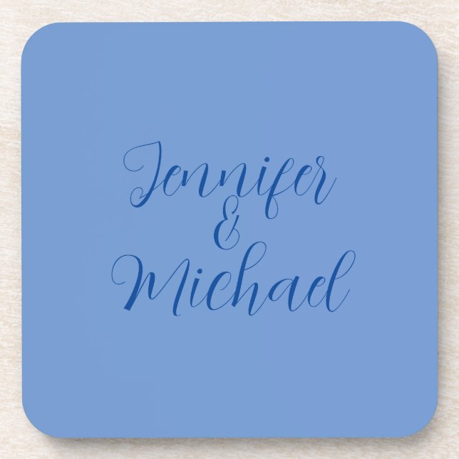 Wedding Professional Classical Blue Calligraphy Coaster (Front)