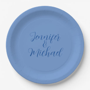 Wedding Professional Classical Blue Calligraphy Paper Plate