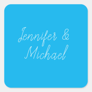 Wedding Professional Classical Handwriting Blue Square Sticker