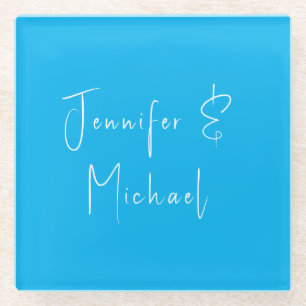 Wedding Professional Classical Sky Blue Glass Coaster