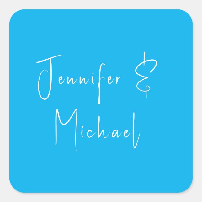 Wedding Professional Classical Sky Blue Square Sticker (Front)
