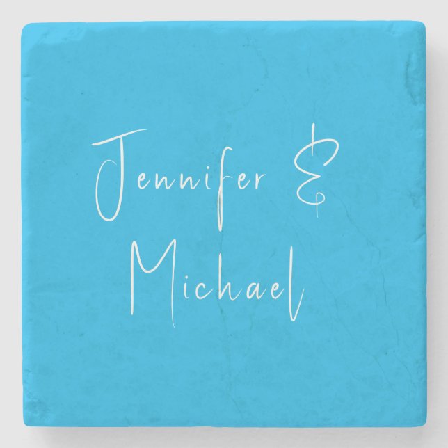 Wedding Professional Classical Sky Blue Stone Coaster (Front)