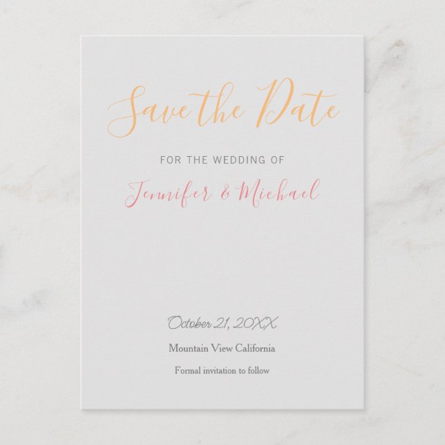 Wedding Professional Design Modern Save the Date Postcard (Front)
