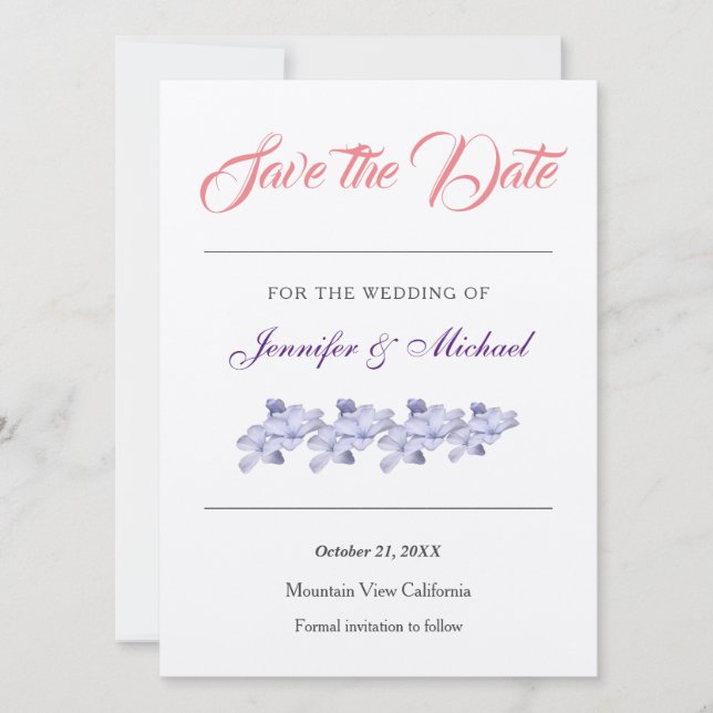 Wedding Professional Floral Champagne Shimmer Save The Date (Front)