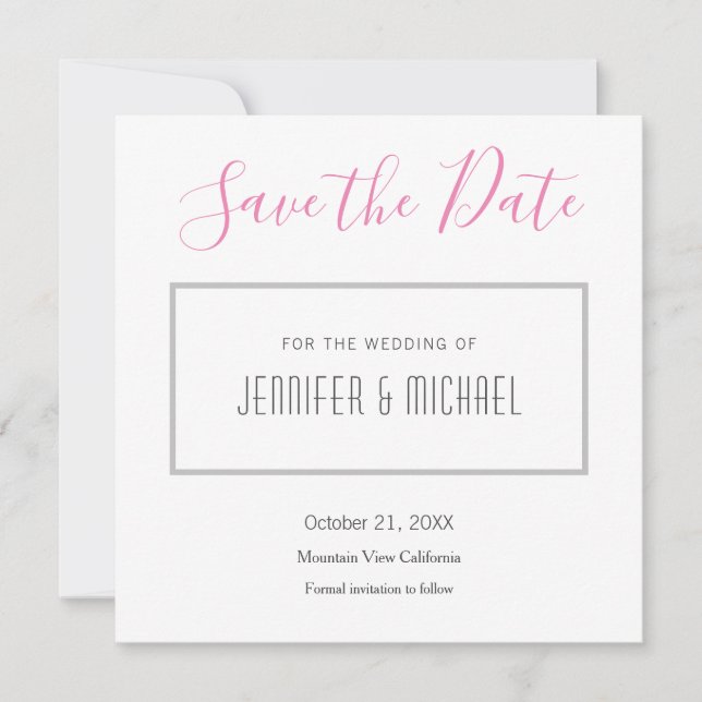 Wedding Professional Minimalist Plain Modern Save The Date (Front)