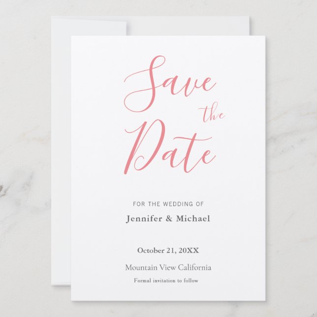 Wedding Professional Minimalist Plain Modern Save The Date (Front)