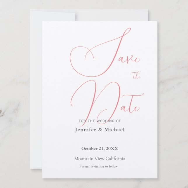 Wedding Professional Minimalist Plain Modern Save The Date (Front)