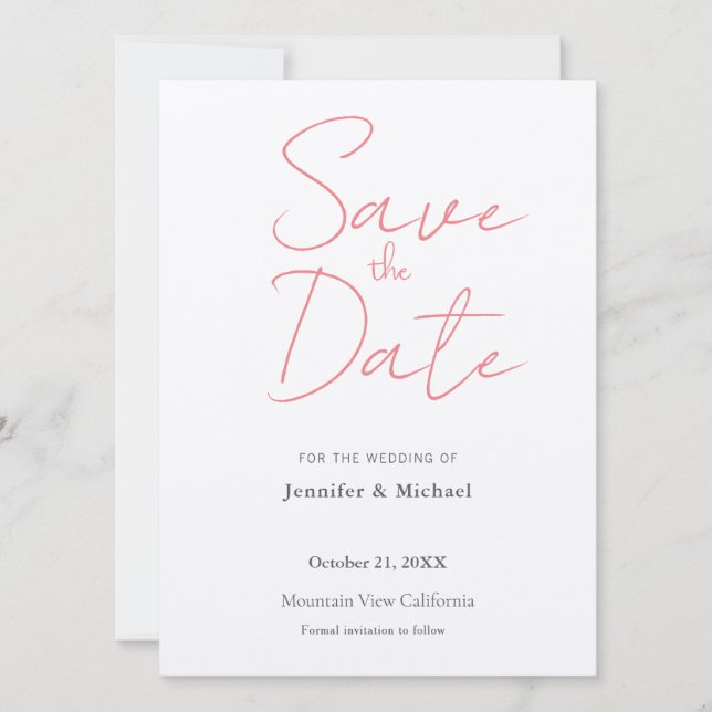 Wedding Professional Minimalist Plain Modern Save The Date (Front)