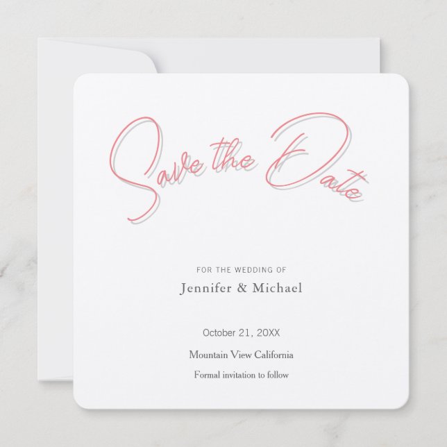 Wedding Professional Minimalist Plain Modern Save The Date (Front)