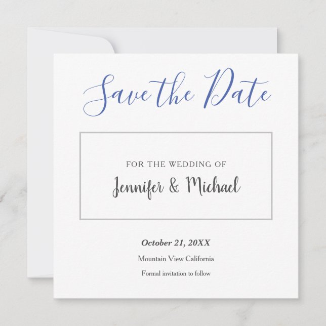 Wedding Professional Minimalist Plain Save The Date (Front)
