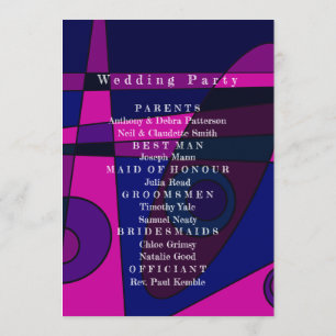 Wedding Program Abstract Hot Pink Purple Programme