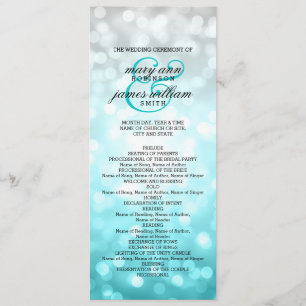 Wedding Program Beach Ombre Glitter Lights Programme