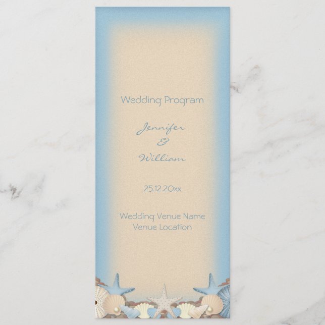 Wedding Program Beautiful Tropical Beach Shells Programme (Front)
