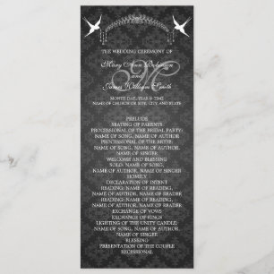 Wedding Program Birds Monogram Black Programme